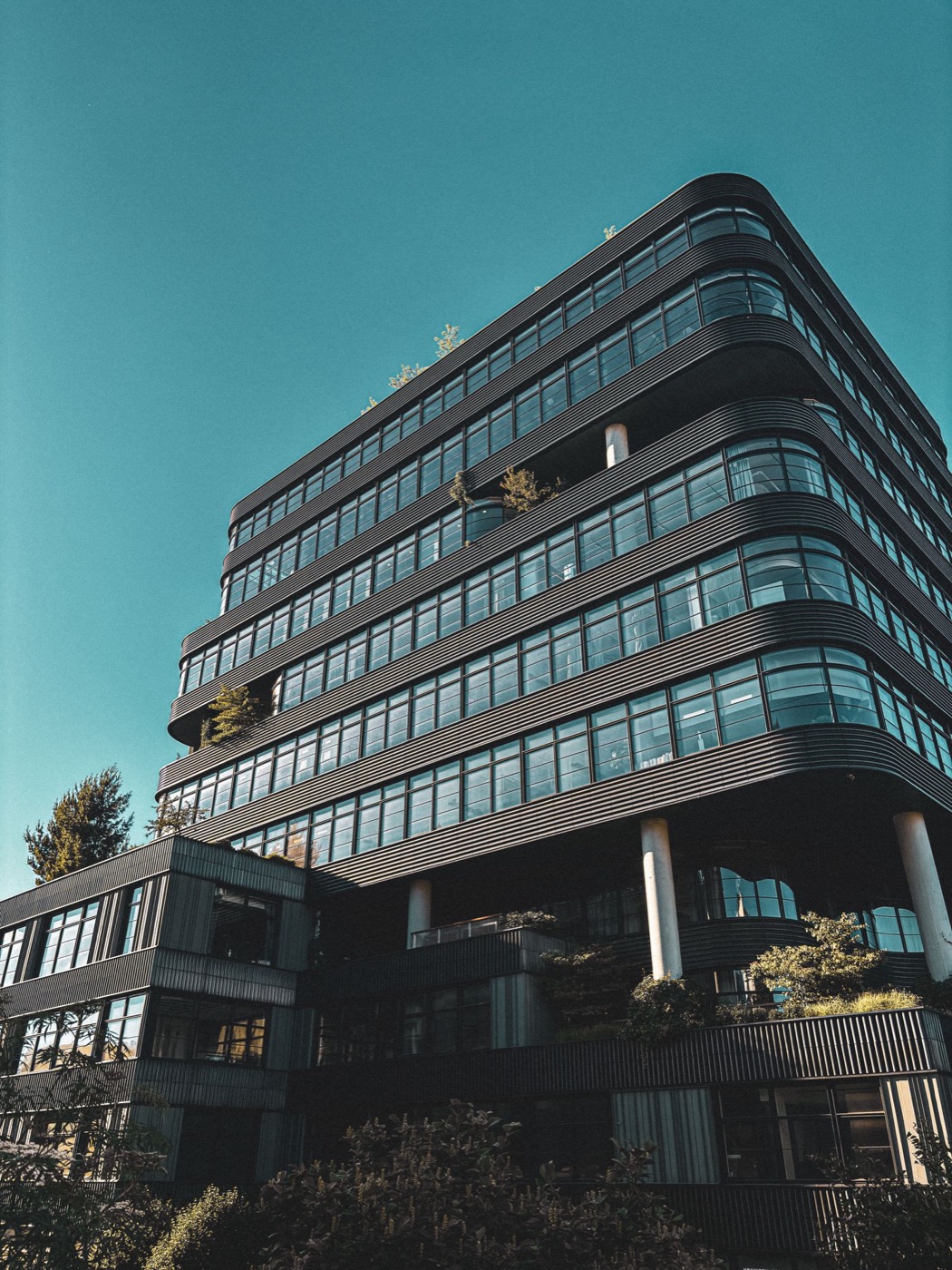 Modern glass office building exterior